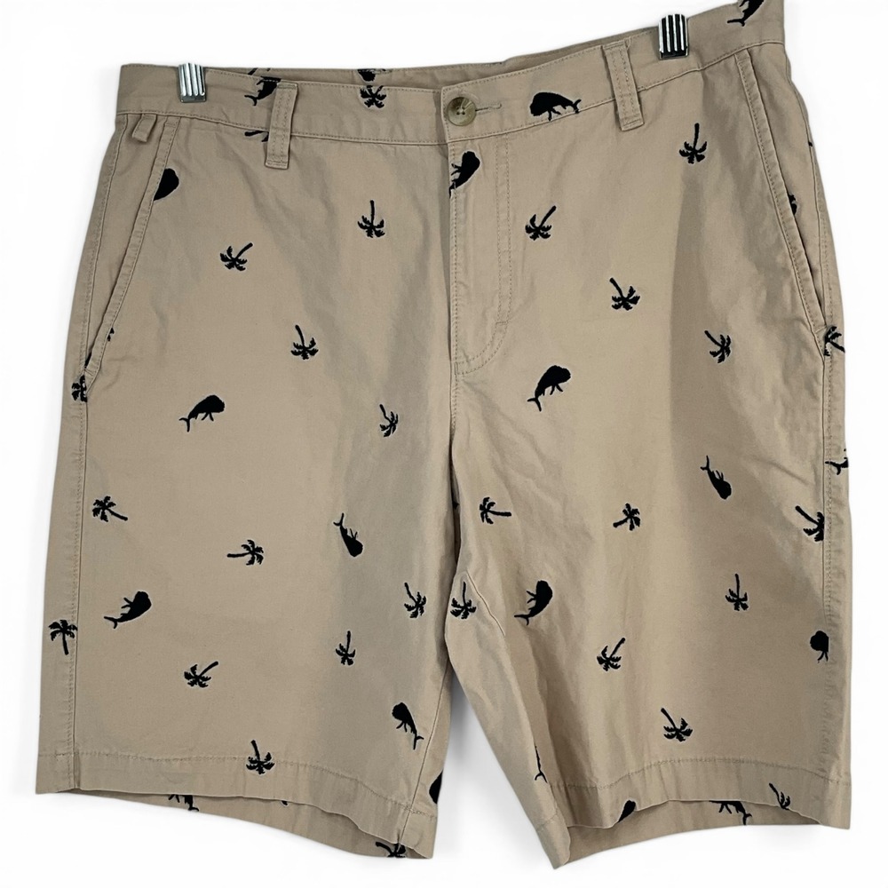 Columbia PFG Mens 34 Tan Mahi Palm Tree Embroidered Fishing Shorts The Villages